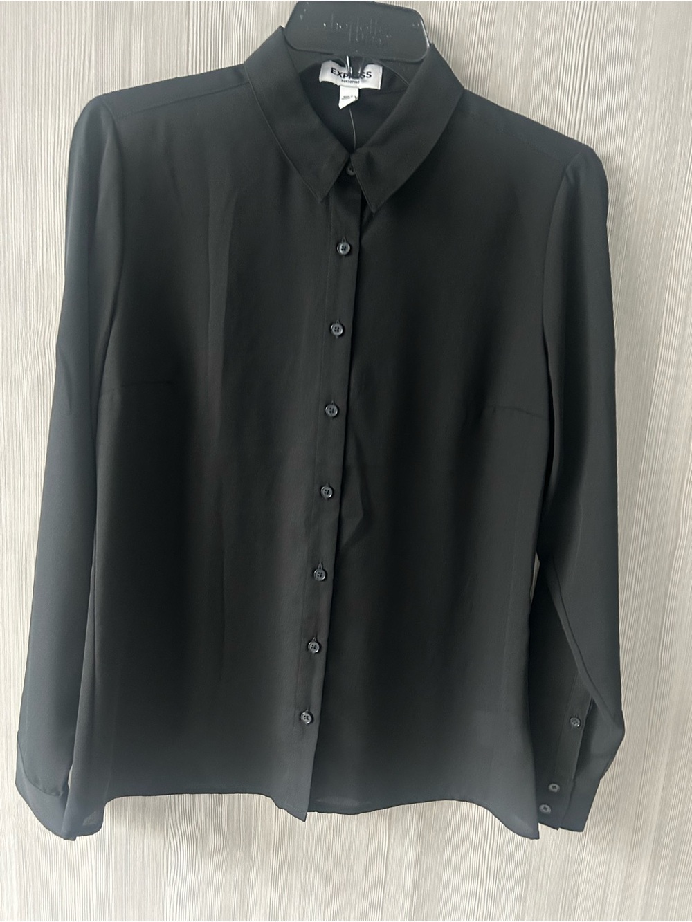 Express Women’s Black Long-Sleeve Button-Down Dress Shirt